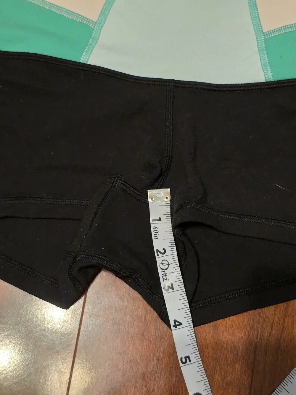 lululemon athletica Black Bike Shorts with Teal and Light Waistband